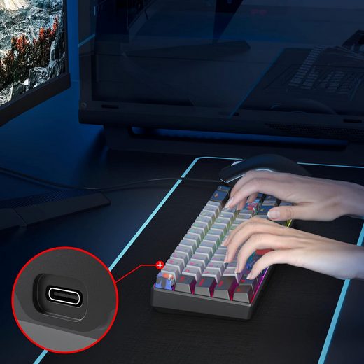 RGB Hintergrundbeleuchtung Gaming-Tastatur (Ultrakompakte Tastatur für FPS-Spieler mit Linearen Roten Schaltern)