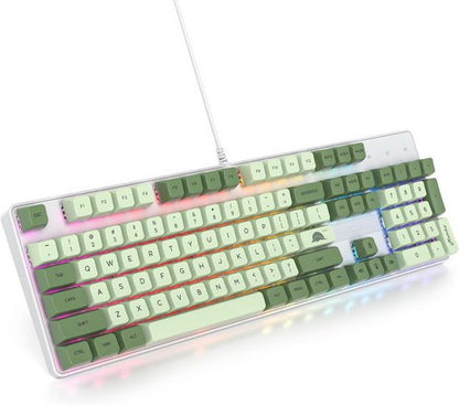 RGB Hintergrundbeleuchtung Gaming-Tastatur (mit Linearen roten Schaltern,PBT-Tastenkappen maximale Kompatibilität)