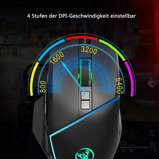 Diida Kabelgebundene Maus,Gaming-Maus,Buntes RGB,Einstellbare DPI Gaming-Maus