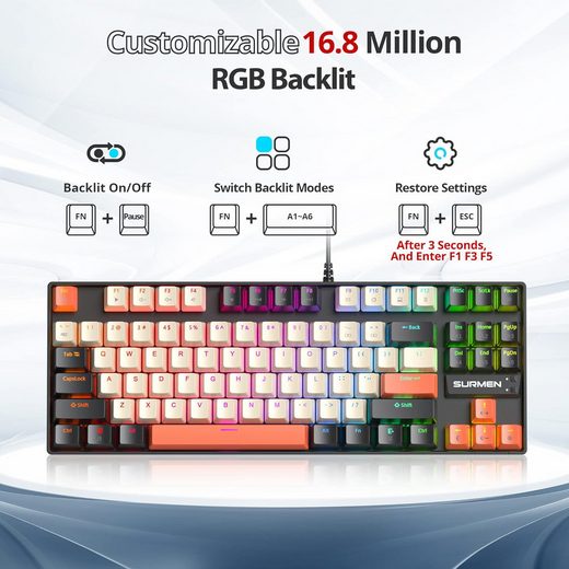 RGB Hintergrundbeleuchtung Gaming-Tastatur