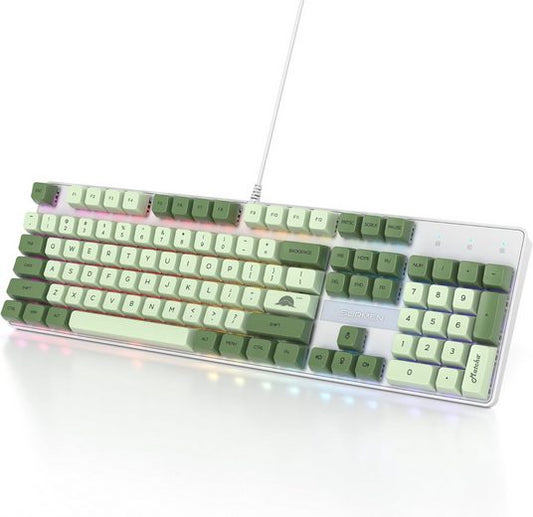 RGB Hintergrundbeleuchtung Gaming-Tastatur (mit Linearen roten Schaltern,PBT-Tastenkappen maximale Kompatibilität)