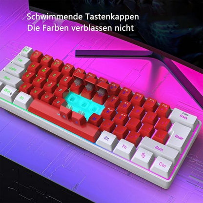 Diida Gaming-Tastatur,Mini-Tastatur,61 Tasten,mechanisches Gefühl,weiß rot Gaming-Tastatur