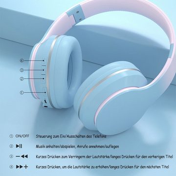 Diida Kabellose Bluetooth-Kopfhörer, Over-Ear-Kopfhörer, Kinder-Headset Kinder-Kopfhörer (Bluetooth, Schnurlose Headsets, kabelgebundene Headsets, Gaming-Headsets)