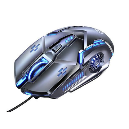 Diida Gaming-Maus, mechanische Maus, kabelgebundene Maus, 6-Tasten Gaming-Maus (7-farbig beleuchtete mechanische Gaming-Maus, stumm/stumm)