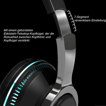 Diida Bluetooth-Headset,Headset für Musik, Gaming-Headset Over-Ear, Funk-Kopfhörer (Kabellose Kopfhörer 650mAh)