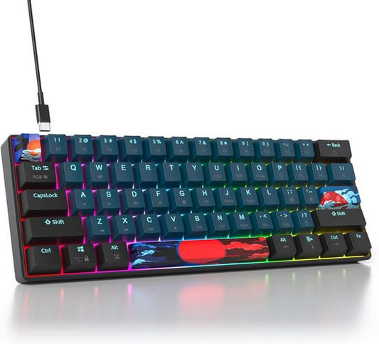 RGB-Hintergrundbeleuchtung Gaming-Tastatur (mit Linearen roten Schaltern,PBT-Tastenkappen maximale Kompatibilität)