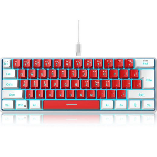 Diida Gaming-Tastatur,Mini-Tastatur,61 Tasten,mechanisches Gefühl,weiß rot Gaming-Tastatur