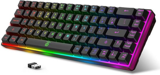 60% Prozent Kabellos Gaming Combo Tastatur (Enthalten 2.4G Small Mini 60%Ergonomisches Design TastaturVerticalFeel)