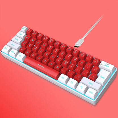 Diida Gaming-Tastatur,Mini-Tastatur,61 Tasten,mechanisches Gefühl,weiß rot Gaming-Tastatur