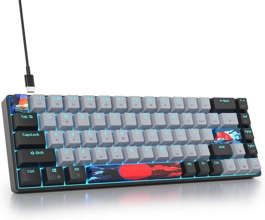 RGB Hintergrundbeleuchtung Gaming-Tastatur (Ultrakompakte Tastatur für FPS-Spieler mit Linearen Roten Schaltern)