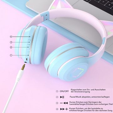 Diida Bluetooth-Headset, wettbewerbsfähiges Gaming-Headset LED Licht, Kinder-Kopfhörer (Over-Ear, Noise-Cancelling)