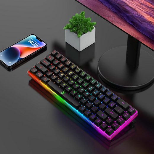 60% Prozent Kabellos Gaming Combo Tastatur (Enthalten 2.4G Small Mini 60%Ergonomisches Design TastaturVerticalFeel)