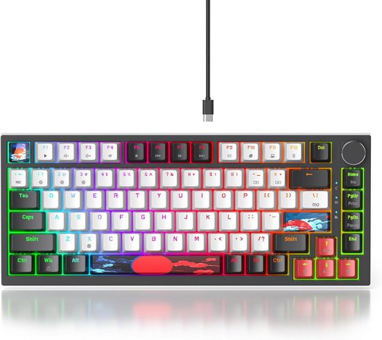 RGB Hintergrundbeleuchtung Gaming-Tastatur (Mechanische rote Schalter mit PC-Positionierungsplatte &N-Key Rollover)