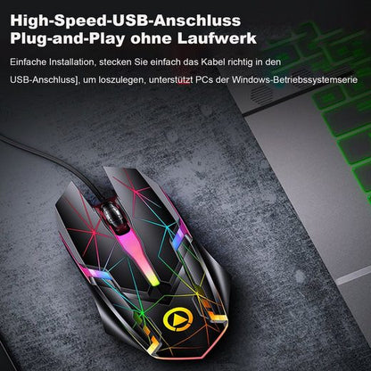 Diida Gaming Maus, kabelgebunden, USB, 1200/1600/2400 dpi, RGB-Beleuchtung Gaming-Maus (für MAC/Laptop/PC/Notebook)