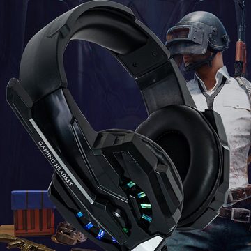 Diida Kabelgebundene Kopfhörer,Headset Kopfhörer,7.1 Toneffekte Gaming-Headset (LED-Farblichter, 40mm-Lautsprechereinheit, Stereo-Soundeffekte)