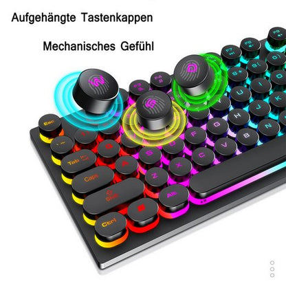 Diida Gaming Tastatur,Maus,Punk,Farbig beleuchtete Tasten,für PC/Laptop Tastatur- und Maus-Set