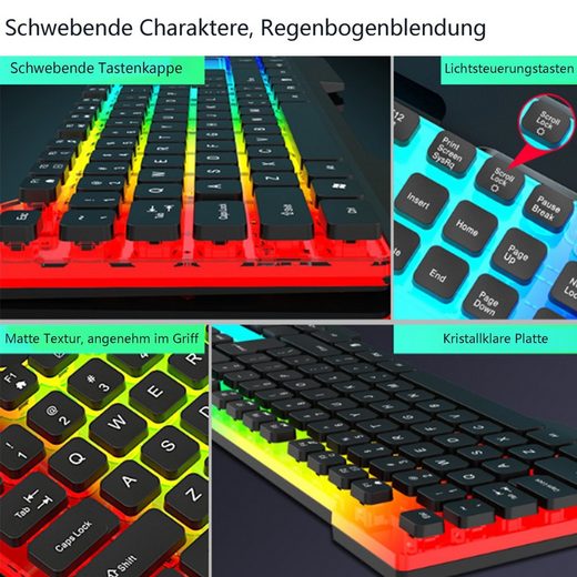 Diida Mechanische Gaming-Tastatur,kabelgebundene Tastatur,RGB-Mischlicht Gaming-Tastatur