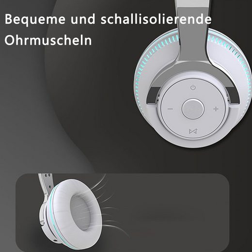 Bluetooth Kopfhörer, Kopfhörer für Musik mit farbigem Atemlicht Over-Ear-Kopfhörer