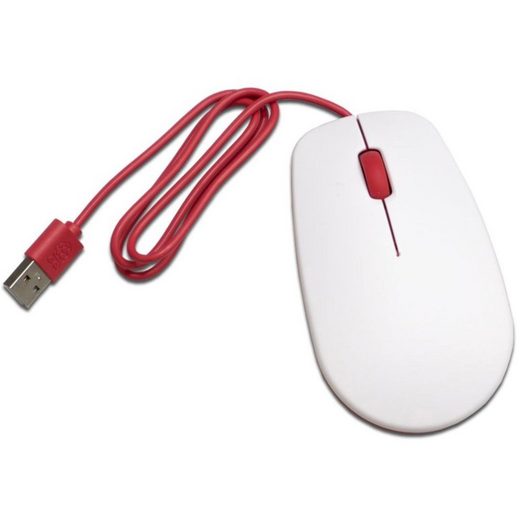 Maus USB Optisch Weiß, Rot 3 Tasten Mäuse