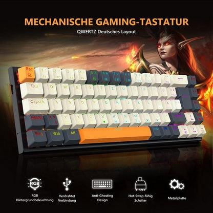 RGB 68 Tasten Gaming-Tastatur (RGB-Hintergrundbeleuchtung)