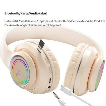 Diida Kabelloses Bluetooth-Headset,beleuchtetes Over-Ear-Gaming-kopfhörer Bluetooth-Kopfhörer (Kabelgebundenes Headset,Geräuschunterdrückung RGB)