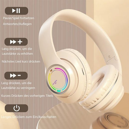 Diida Kabelloses Bluetooth-Headset,beleuchtetes Over-Ear-Gaming-kopfhörer Bluetooth-Kopfhörer (Kabelgebundenes Headset,Geräuschunterdrückung RGB)