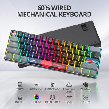 RGB Hintergrundbeleuchtung Gaming-Tastatur (mit Linearen roten Schaltern,PBT-Tastenkappen maximale Kompatibilität)