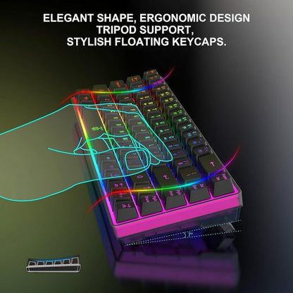 60% Prozent Kabellos Gaming Combo Tastatur (Enthalten 2.4G Small Mini 60%Ergonomisches Design TastaturVerticalFeel)