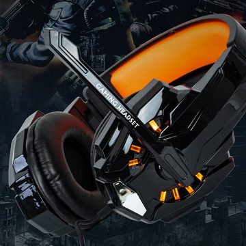 Diida Kabelgebundene Kopfhörer,Headset Kopfhörer,7.1 Toneffekte Gaming-Headset (LED-Farblichter, 40mm-Lautsprechereinheit, Stereo-Soundeffekte)