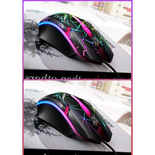 Diida Gaming Maus, kabelgebunden, USB, 1200/1600/2400 dpi, RGB-Beleuchtung Gaming-Maus (für MAC/Laptop/PC/Notebook)