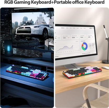 RGB Hintergrundbeleuchtung Gaming-Tastatur (mit Linearen roten Schaltern,PBT-Tastenkappen maximale Kompatibilität)