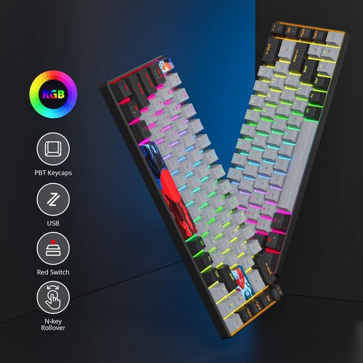 RGB Hintergrundbeleuchtung Gaming-Tastatur (Ultrakompakte Tastatur für FPS-Spieler mit Linearen Roten Schaltern)