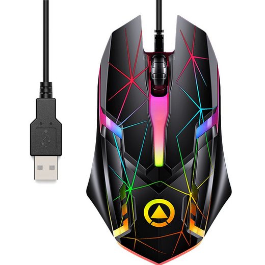 Diida Gaming Maus, kabelgebunden, USB, 1200/1600/2400 dpi, RGB-Beleuchtung Gaming-Maus (für MAC/Laptop/PC/Notebook)