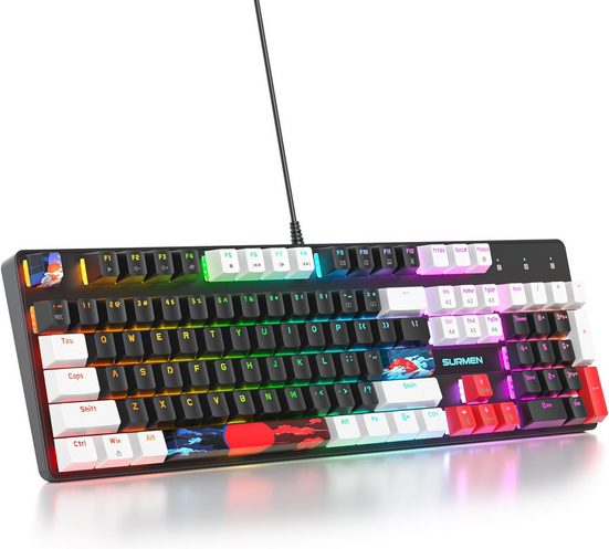 RGB Hintergrundbeleuchtung Gaming-Tastatur (mit Linearen roten Schaltern,PBT-Tastenkappen maximale Kompatibilität)