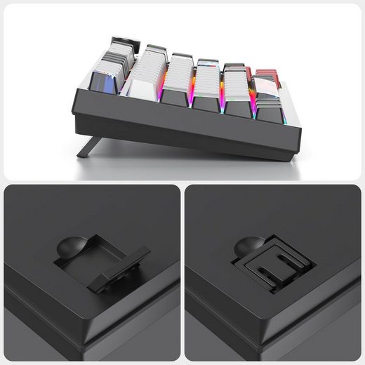 RGB Hintergrundbeleuchtung Gaming-Tastatur (Mechanische rote Schalter mit PC-Positionierungsplatte &N-Key Rollover)