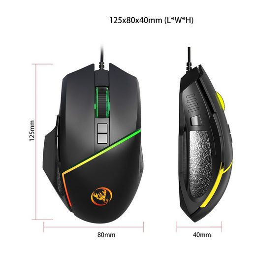 Diida Kabelgebundene Maus,Gaming-Maus,Buntes RGB,Einstellbare DPI Gaming-Maus